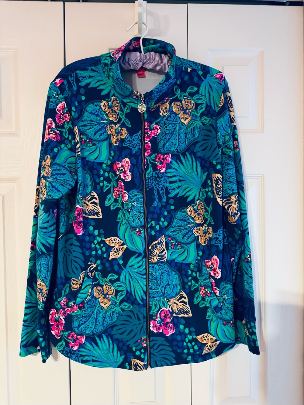 EUC LILLY PULITZER Leona Zip-up Jacket LOW TIDE NAVY LIFE OF THE PARTY, Size LAR - Picture 4 of 14